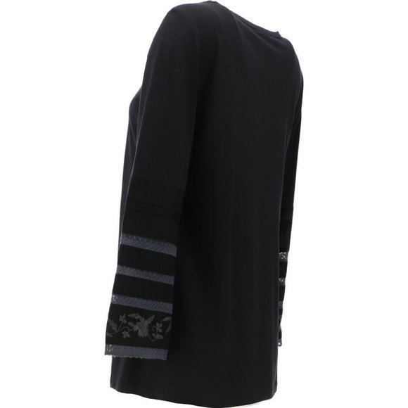 NWT LOGO BY LORI GOLDSTEIN COTTON MODAL EMBROIDERED TOP BLACK SMALL - Picture 4 of 12